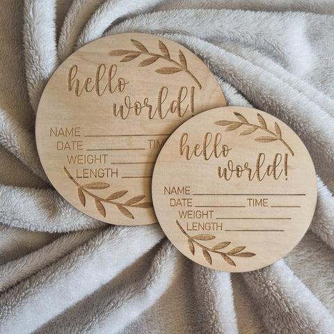 Hello World Birth Announcement Disc